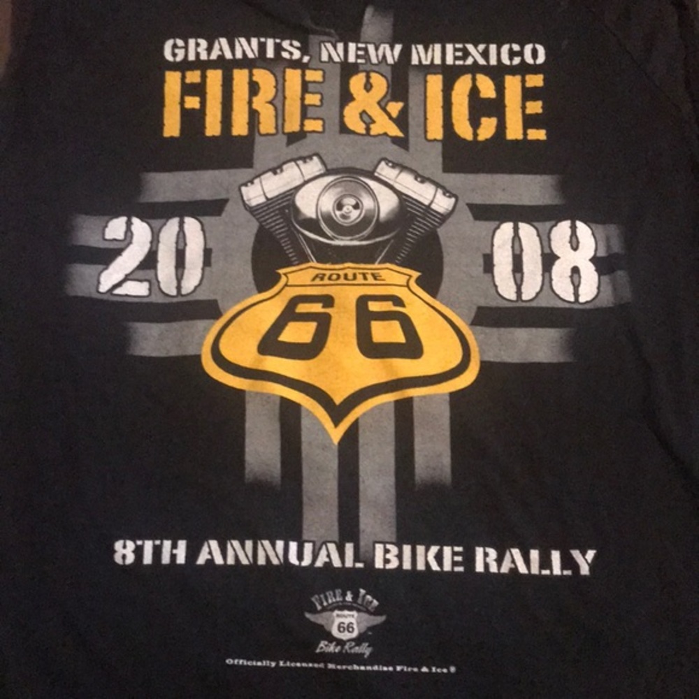 2008 Fire & Ice Route 66 Motorcycle Rally Biker T Shirt Grants New Mexico